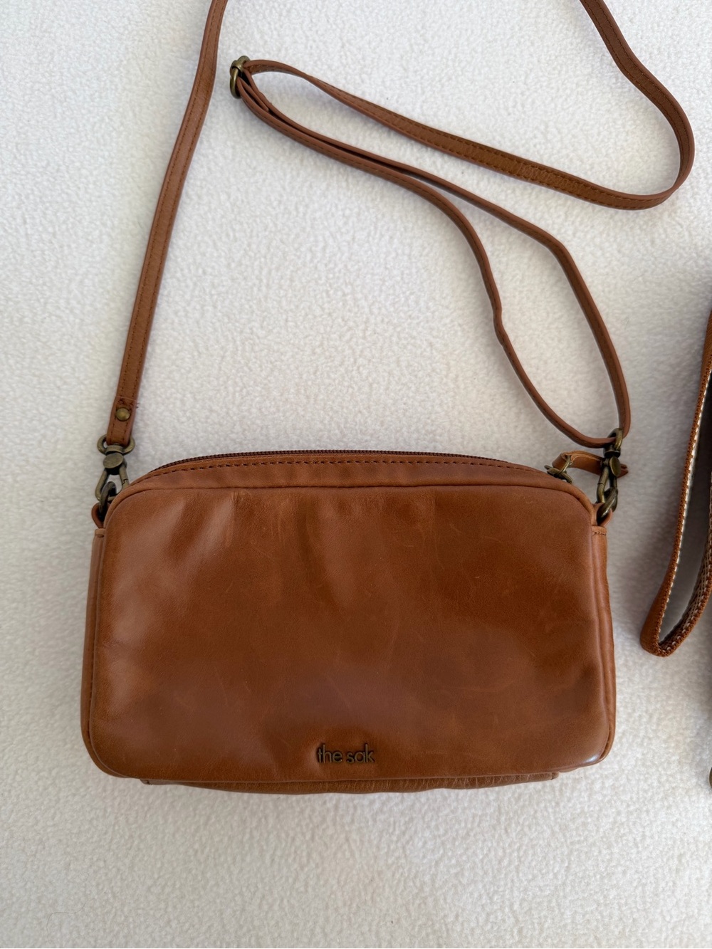 The Sak Brown Leather Crossbody Bag with additional Patterned Strap - Picture 3 of 11